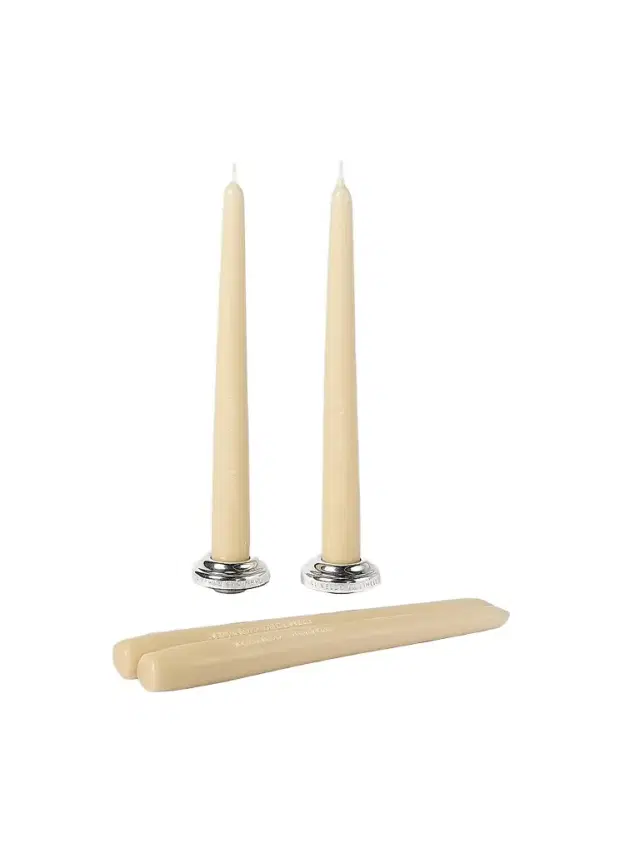 Brunello Cucinelli Set of Two Silver-Plated Brass Candlesticks with Four Taper Candles