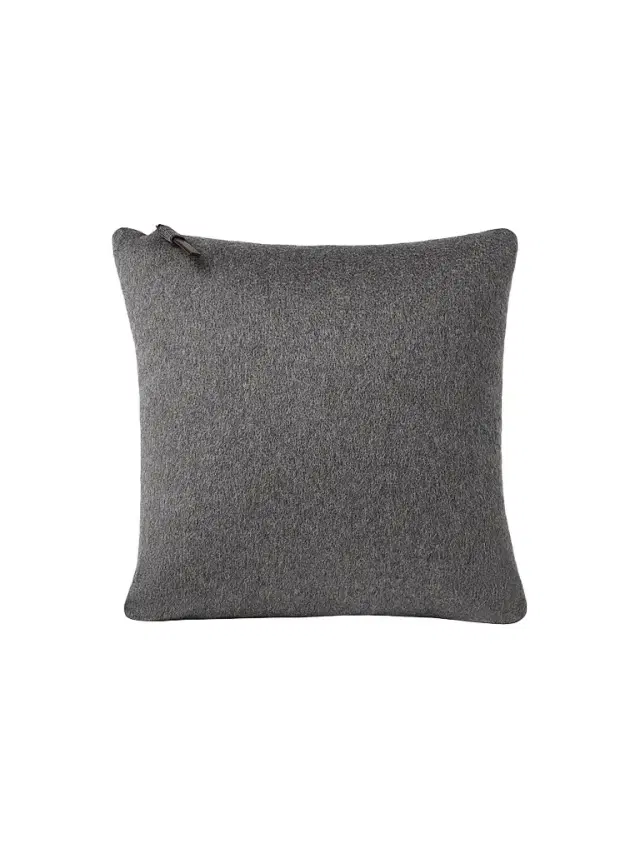 Brunello Cucinelli Double Cashmere Beaver Cloth Cushion with Shiny Zipper Pull - Lead