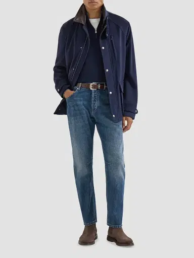 Brunello Cucinelli Men's Lightweight Denim Five-Pocket Jeans - Medium Denim | Thumbnail 2