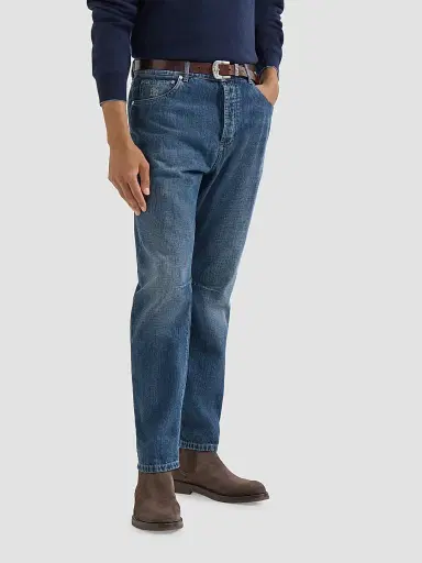 Brunello Cucinelli Men's Lightweight Denim Five-Pocket Jeans - Medium Denim | Thumbnail 3