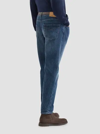 Brunello Cucinelli Men's Lightweight Denim Five-Pocket Jeans - Medium Denim | Thumbnail 4