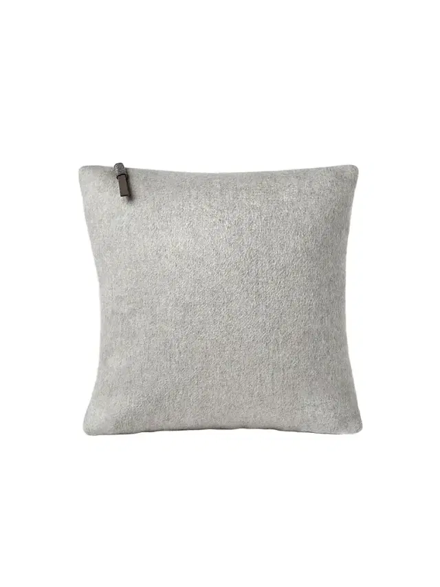 Brunello Cucinelli Double Cashmere Beaver Cloth Cushion with Shiny Zipper Pull - Light Grey