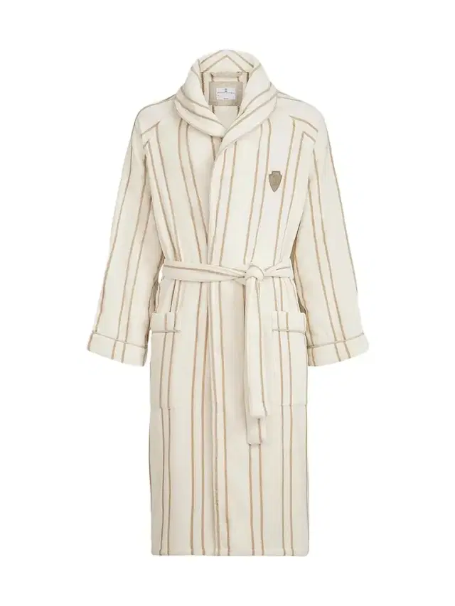 Brunello Cucinelli Women's Striped Cotton Terrycloth Bathrobe with Logo