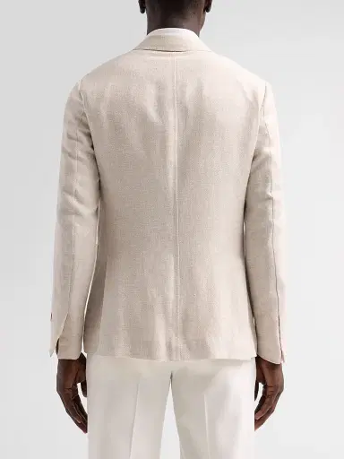 Isaia Men's Linen-Wool-Silk Woven Jacket - Light Beige | Thumbnail 3