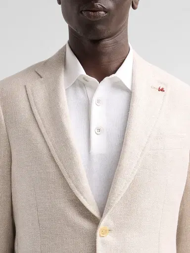 Isaia Men's Linen-Wool-Silk Woven Jacket - Light Beige | Thumbnail 5