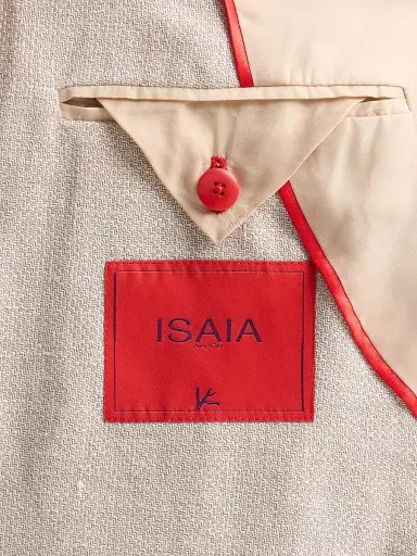 Isaia Men's Linen-Wool-Silk Woven Jacket - Light Beige | Thumbnail 6