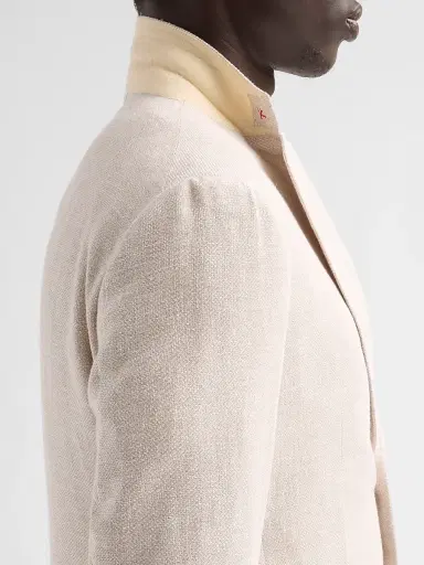 Isaia Men's Linen-Wool-Silk Woven Jacket - Light Beige | Thumbnail 7