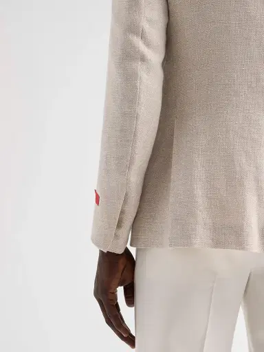 Isaia Men's Linen-Wool-Silk Woven Jacket - Light Beige | Thumbnail 8