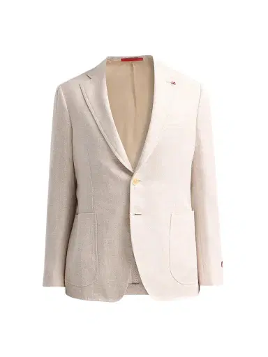 Isaia Men's Linen-Wool-Silk Woven Jacket - Light Beige | Thumbnail 1