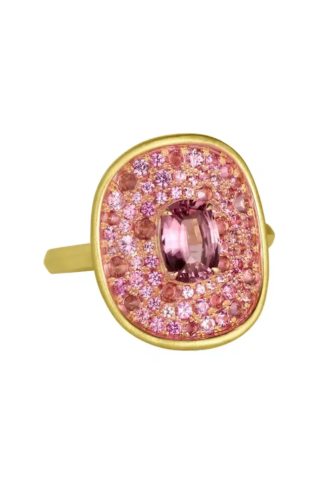 LEIGH MAXWELL Pink Sapphire New Shield Ring