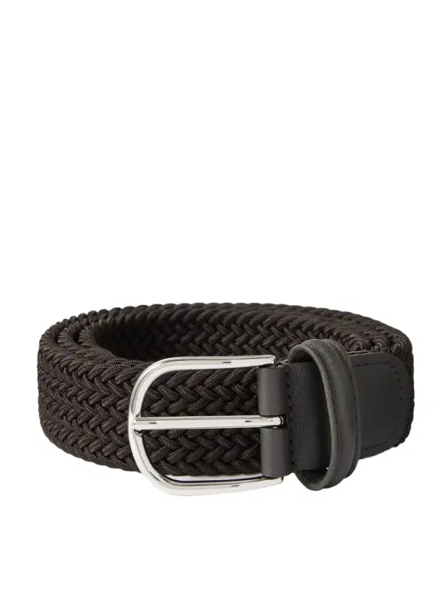 Anderson's 3.5cm Leather-Trimmed Woven Elastic Belt