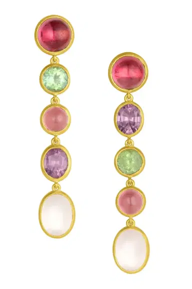 LEIGH MAXWELL Tourmaline Moonstone Spinel Mixed Gemstone Line Earrings | Thumbnail 1