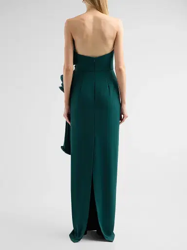 Badgley Mischka Women's Satin Floral Strapless Column Gown - Pine | Thumbnail 3