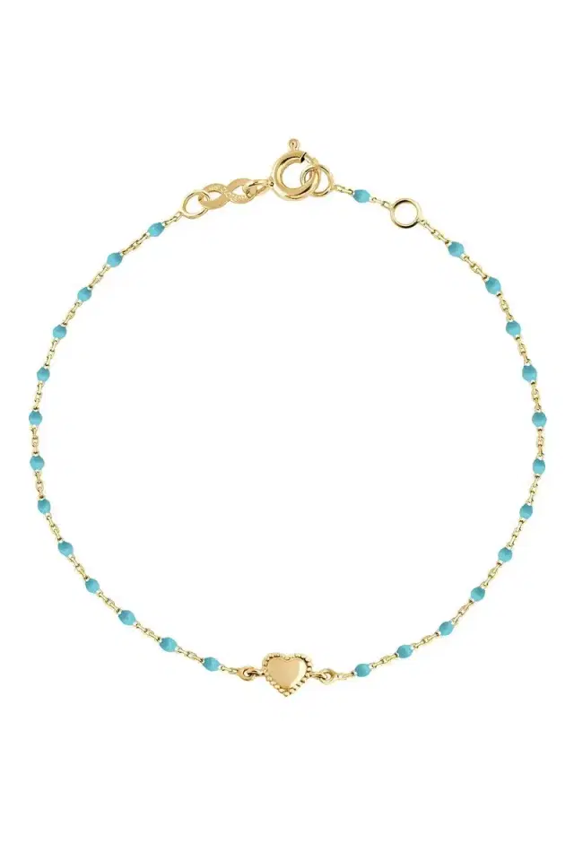 Gigi Clozeau Turquoise Mini Gigi Lucky Heart Bracelet - Yellow Gold