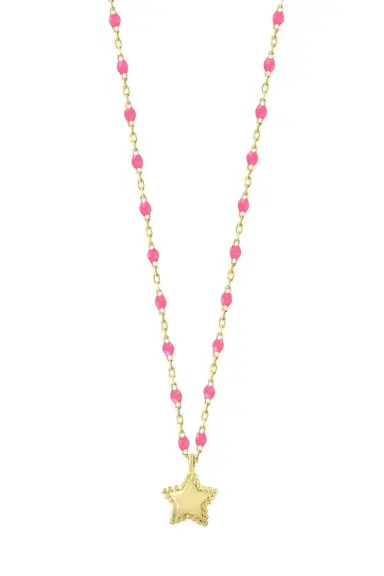 Gigi Clozeau Pink Mini Gigi Star Necklace - Yellow Gold | Thumbnail 1 Gigi Clozeau Pink Mini Gigi Star Necklace - Yellow Gold | Thumbnail 1