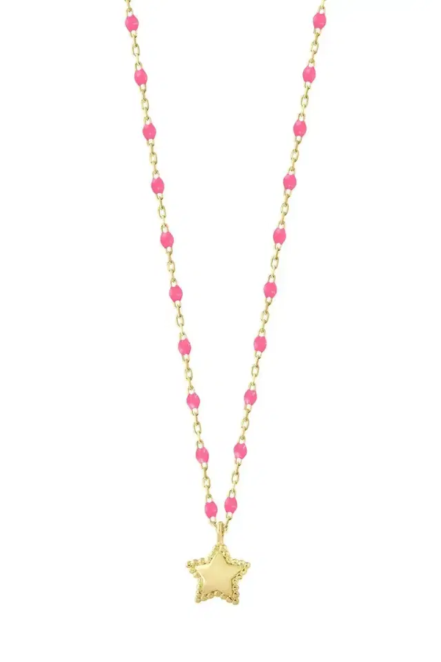 Gigi Clozeau Pink Mini Gigi Star Necklace - Yellow Gold