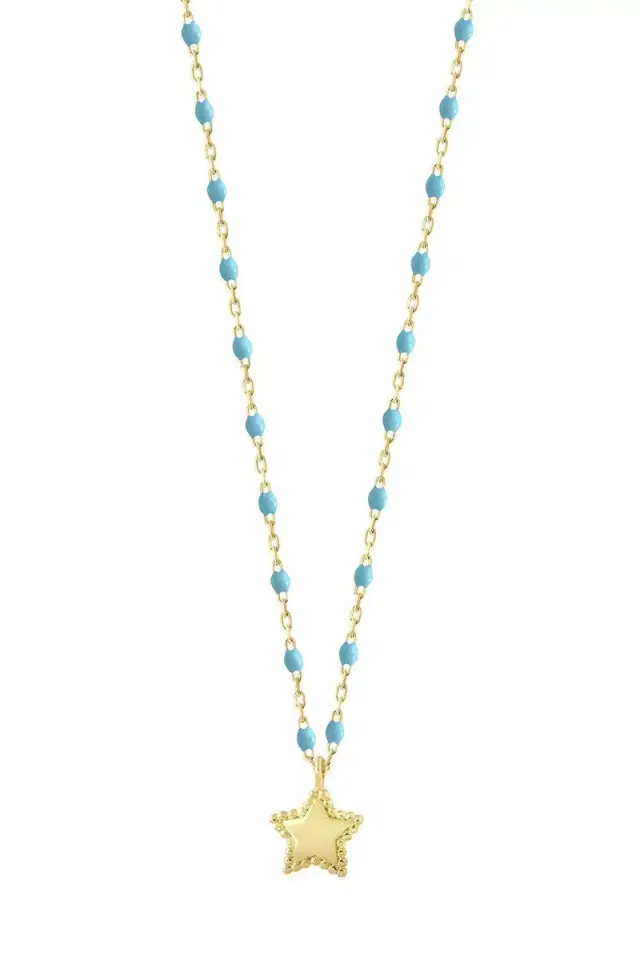 Gigi Clozeau Turquoise Mini Gigi Star Necklace - Yellow Gold