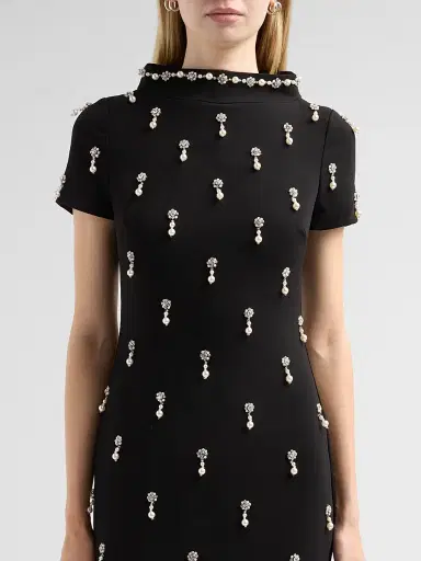 Badgley Mischka Women's Crystal Embellished Mermaid Gown - Black | Thumbnail 5