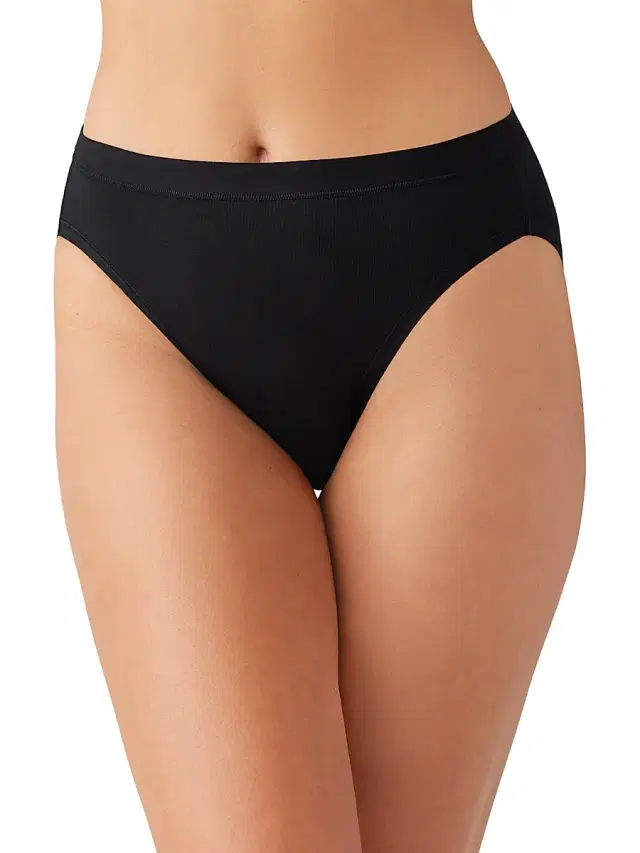 Wacoal Women's Understated Cotton High-Cut Brief - Black