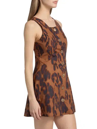 MISA Los Angeles Women's Alyse Blotted Leopard-Print Button-Front Minidress - Cocoa Leopard | Thumbnail 4