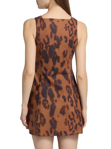 MISA Los Angeles Women's Alyse Blotted Leopard-Print Button-Front Minidress - Cocoa Leopard | Thumbnail 5