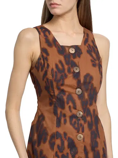 MISA Los Angeles Women's Alyse Blotted Leopard-Print Button-Front Minidress - Cocoa Leopard | Thumbnail 6