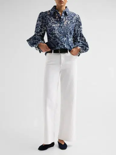 Ramy Brook Women's Joy Cotton-Blend Burnout Blouse | Thumbnail 2