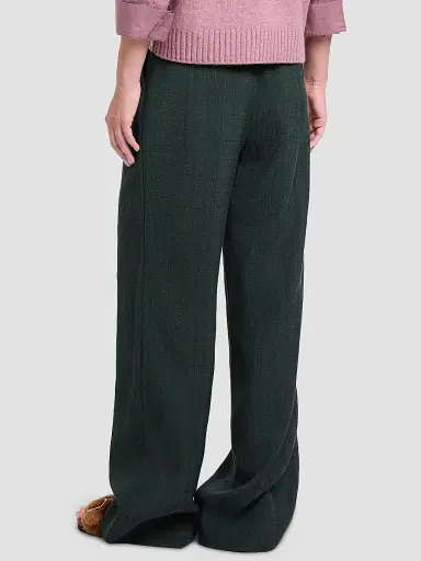 TWP Women's Sulli Textured Pleated Straight-Leg Pants - Darkest Spruce | Thumbnail 3