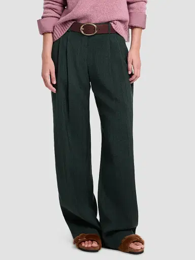 TWP Women's Sulli Textured Pleated Straight-Leg Pants - Darkest Spruce | Thumbnail 8