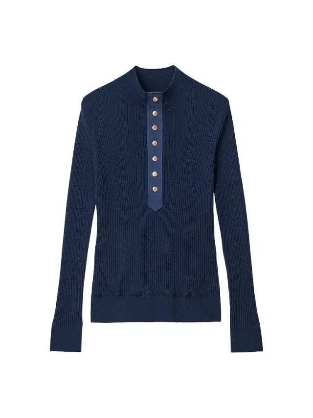 rag & bone Women's Lucy Rib-Knit Wool Henley - Navy