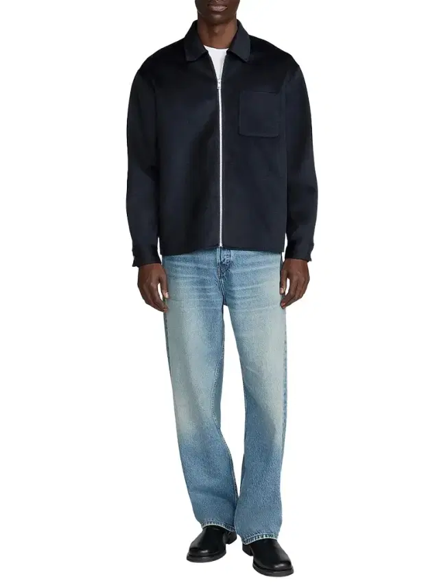 Frame Men's Double Face Wool Zip-Front Shirt Jacket - Dark Navy
