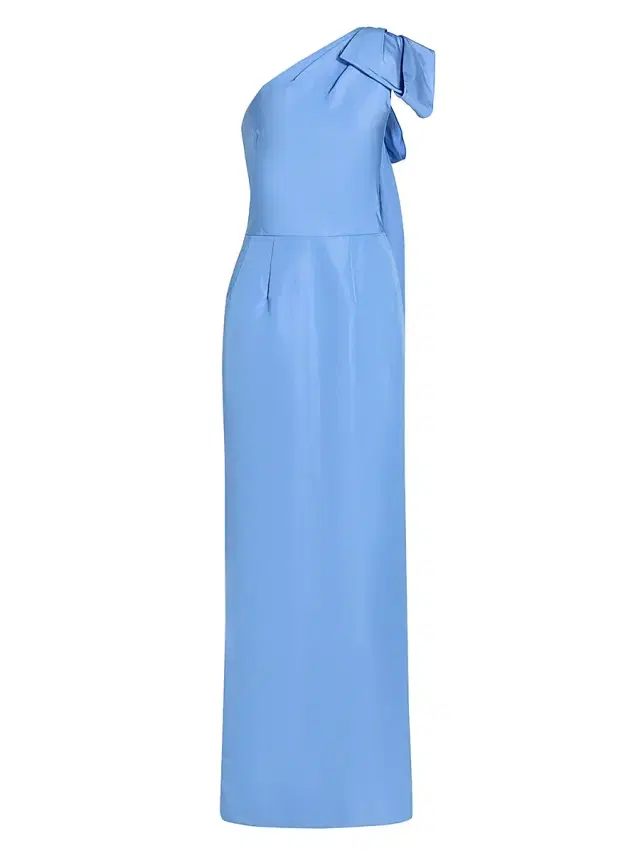 Oscar de la Renta Women's Silk One-Shoulder Bow-Accented Column Gown - Twilight
