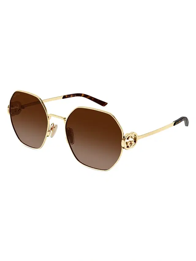 Gucci Women's Stuck GG 58MM Geometrical Sunglasses - Gold Brown