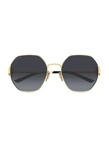 Gucci Women's Stuck GG 58MM Geometrical Sunglasses - Gold Black | Thumbnail 2
