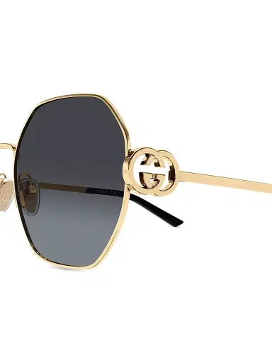 Gucci Women's Stuck GG 58MM Geometrical Sunglasses - Gold Black | Thumbnail 3