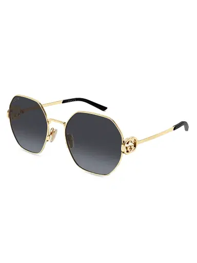 Gucci Women's Stuck GG 58MM Geometrical Sunglasses - Gold Black | Thumbnail 1