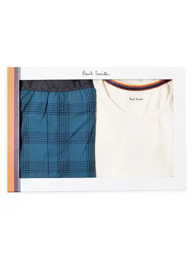 Paul Smith Men's Cotton Long-Sleeve Pajamas - Petrol Blue | Thumbnail 1 Paul Smith Men's Cotton Long-Sleeve Pajamas - Petrol Blue | Thumbnail 1