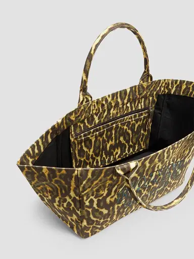 Ganni Women's XXL Leopard-Print Shopper Tote Bag | Thumbnail 2 Ganni Women's XXL Leopard-Print Shopper Tote Bag | Thumbnail 2