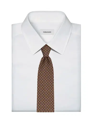 Ferragamo Men's Gancini Silk Tie - Marrone | Thumbnail 3