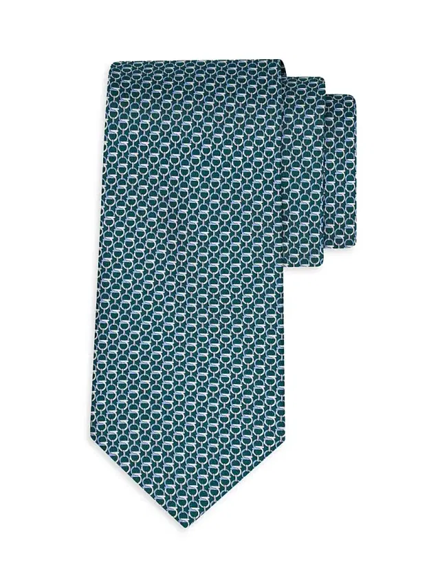Men's Gancini Silk Tie - Verde