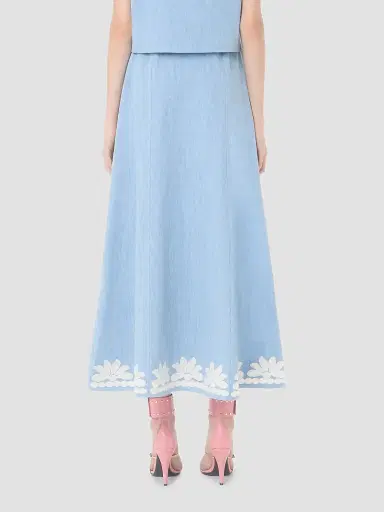 Valentino Garavani Women's Embroidered Denim Midi Skirt | Thumbnail 5 Valentino Garavani Women's Embroidered Denim Midi Skirt | Thumbnail 5