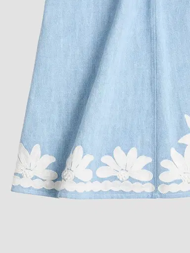 Valentino Garavani Women's Embroidered Denim Midi Skirt | Thumbnail 6 Valentino Garavani Women's Embroidered Denim Midi Skirt | Thumbnail 6