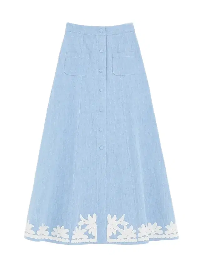Valentino Garavani Women's Embroidered Denim Midi Skirt - Denim