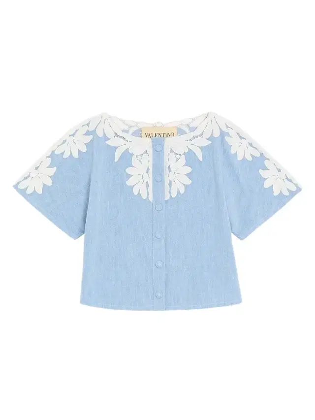 Valentino Garavani Women's Embroidered Denim Shirt - Denim