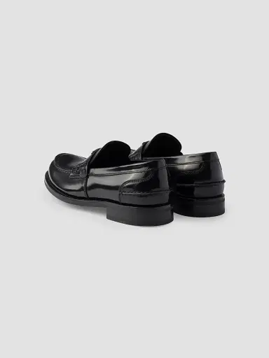 Prada Men's Brushed Leather Loafers - Black Silver | Thumbnail 3
