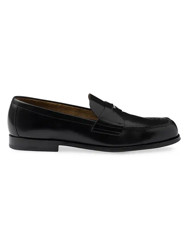 Men's Brushed Leather Loafers - Black