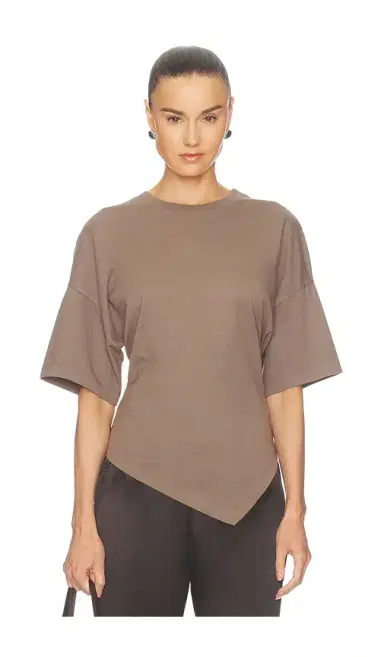 Enza Costa Supima Structured Jersey Assymetrical Tee | Thumbnail 1 Enza Costa Supima Structured Jersey Assymetrical Tee | Thumbnail 1