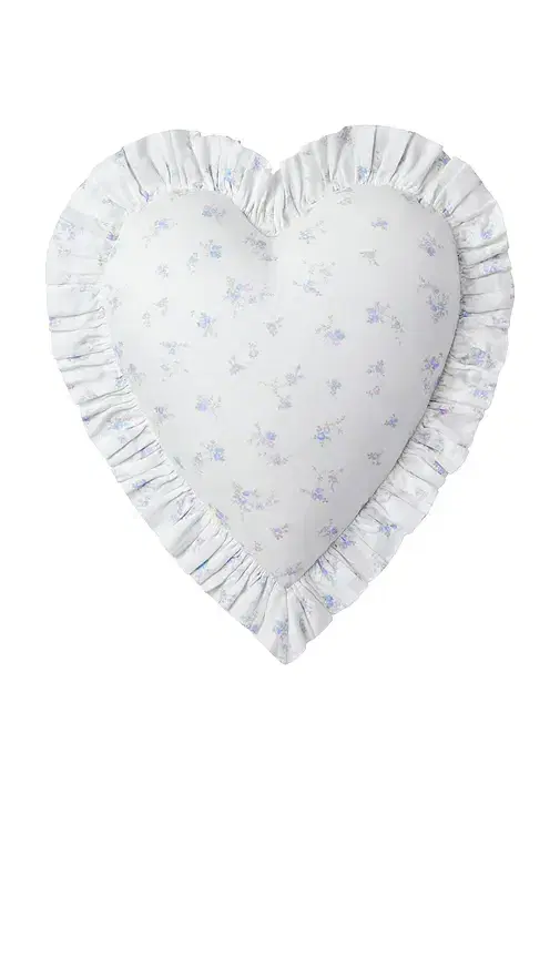 LoveShackFancy Garden Bow Ruffle Heart Pillow