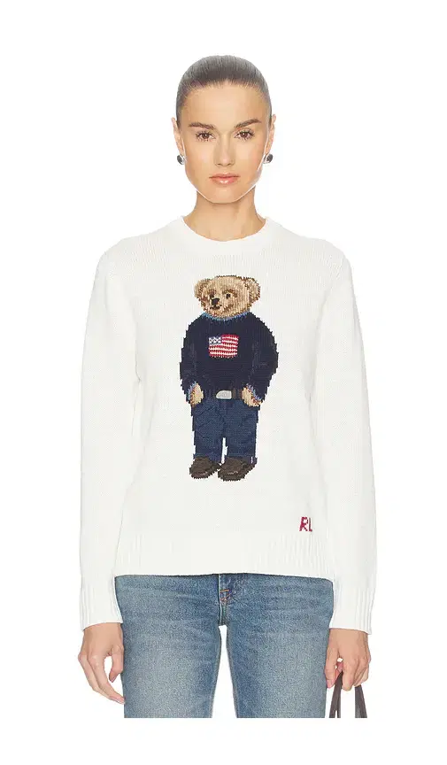 Polo Ralph Lauren Linen Bear Sweater Long Sleeve Pullover