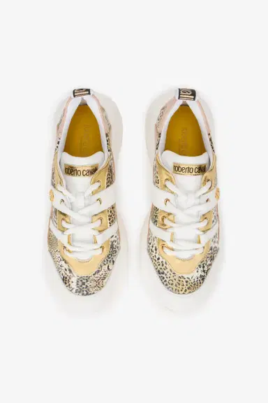 Roberto Cavalli White And Jaguar Sneakers With Logo | Thumbnail 6